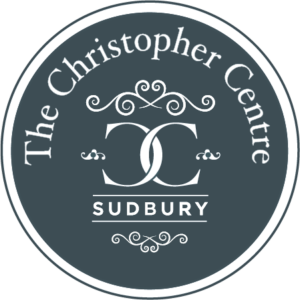 The Christopher Centre Logo - circle with a heritage style in dark sage with white text.